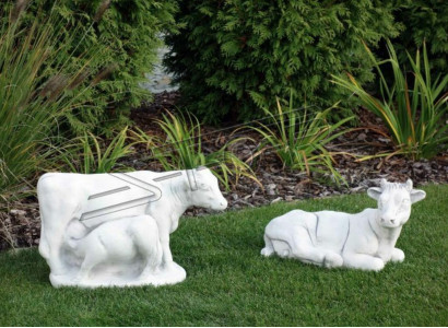Garten Kuh Dekoration Stein Figur Terrasse Deko Statue Skulptur
